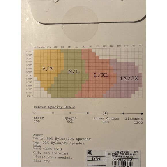 1 Pack A New Day Control Top Opaque Tights BLACK 80 Denier 1X/2X - Picture 5 of 7